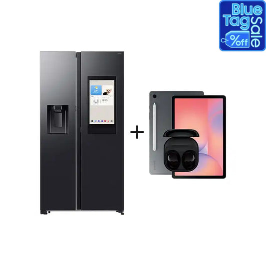 Samsung Bespoke 594L AI Side By Side Fridge - 21.5” Family Hub Screen – Plumbed - Black + 2 Free Gifts