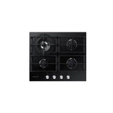 Samsung 60cm 4 Burner Gas Hob With Cast Iron Grates, Black Tempered Glass