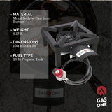 GasOne High Pressure Single Propane Burner – Outdoor Cooking Burner with Heat Shield & Guard