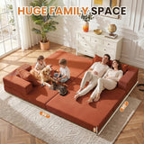 79" Modular Sectional Sofa – Boneless Convertible Sleeper Sofa Bed with L-Shape Chaise, Orange