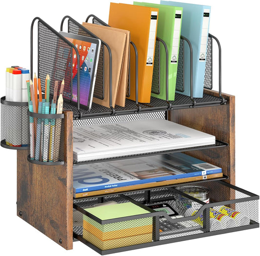 DAOUTIME 4-Tier Mesh Desk Organizer