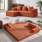 79" Modular Sectional Sofa – Boneless Convertible Sleeper Sofa Bed with L-Shape Chaise, Orange