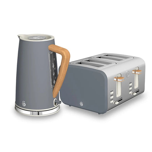 Nordic Slate Grey Cordless Kettle & 4 Slice Toaster