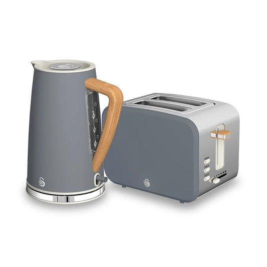 Nordic Slate Grey Cordless Kettle & 2 Slice Toaster