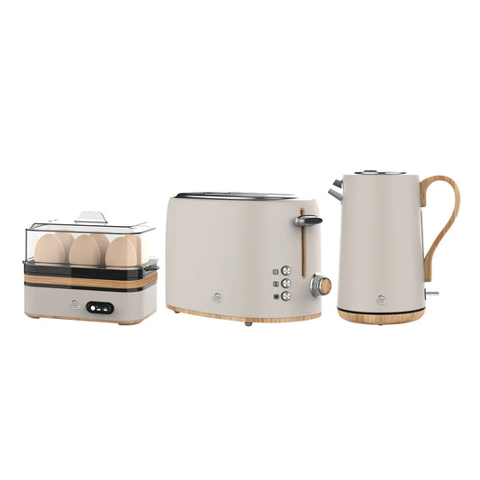 Mist Grey Cordless Kettle & 2 Slice Toaster & Egg Boiler Breakfast Pack