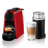 Nespresso Essenza Bundle 1450W Mini Automatic Espresso Machine with Aeroccino Milk Frother - Ruby Red