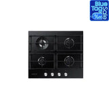 Samsung 60cm 4 Burner Gas Hob With Cast Iron Grates, Black Tempered Glass