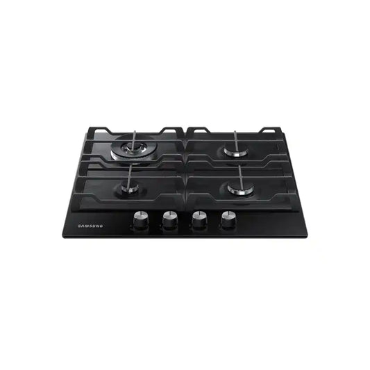 Samsung 60cm 4 Burner Gas Hob With Cast Iron Grates, Black Tempered Glass