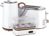 White Cordless Kettle & 2 Slice Toaster & Egg Boiler Breakfast Pack