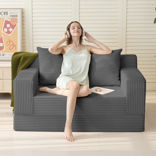 Erament Convertible Sofa Bed – Boneless Foldable Corduroy Futon Sleeper