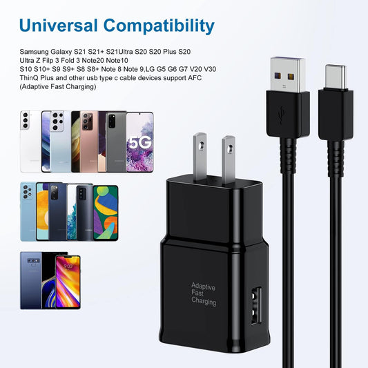 Type-C Fast Charger – 2-Pack USB-C Android Phone Chargers with 6ft Cables