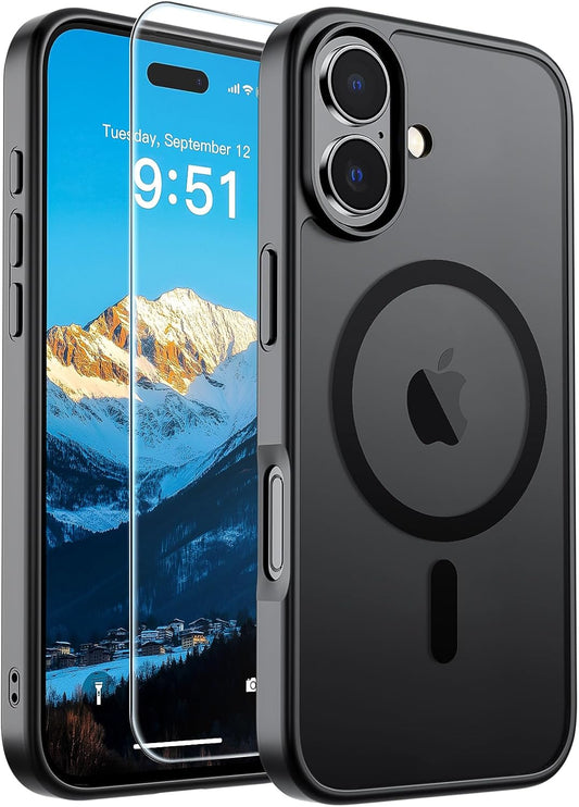 SUPFINE Magnetic Case for iPhone 17 – Black with Screen Protector