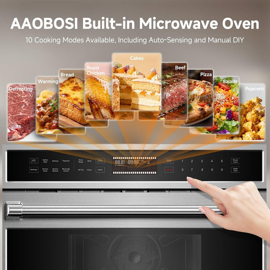 AAOBOSI 30-Inch Built-In Microwave Oven, Air Fryer & Convection Oven Combo