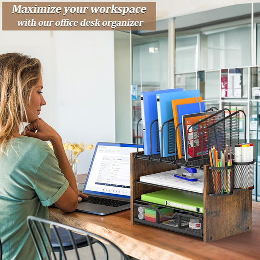 DAOUTIME 4-Tier Mesh Desk Organizer