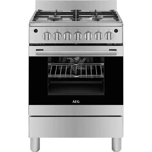 AEG 60cm Multifunction Gas Oven With 4 Burner Gas Hob - Stainless Steel