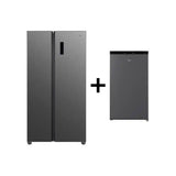 TCL 578L Nett No Frost Inverter Side By Side Refrigerator - Grey + Free F117SDG Bar Fridge