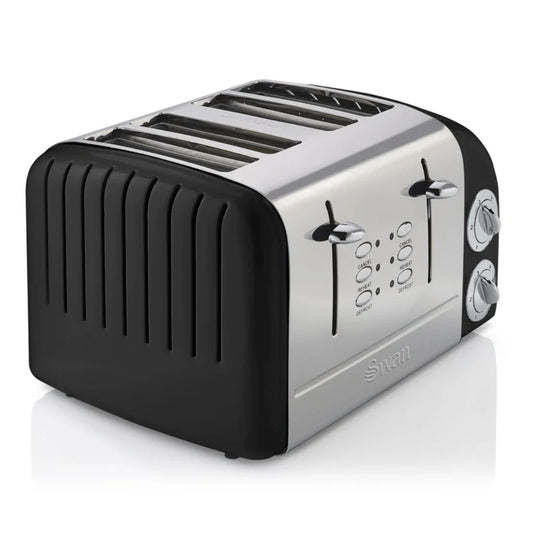 4 Slice Retro Black Toaster
