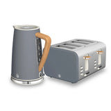 Nordic Slate Grey Cordless Kettle & 4 Slice Toaster