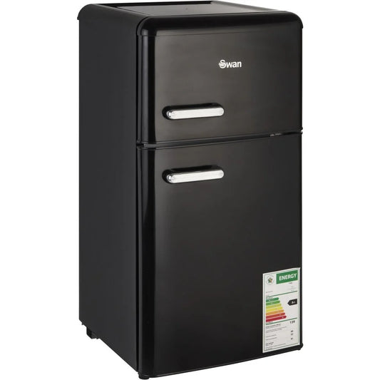 Swan Retro Black Double Door Fridge and Freezer Combo