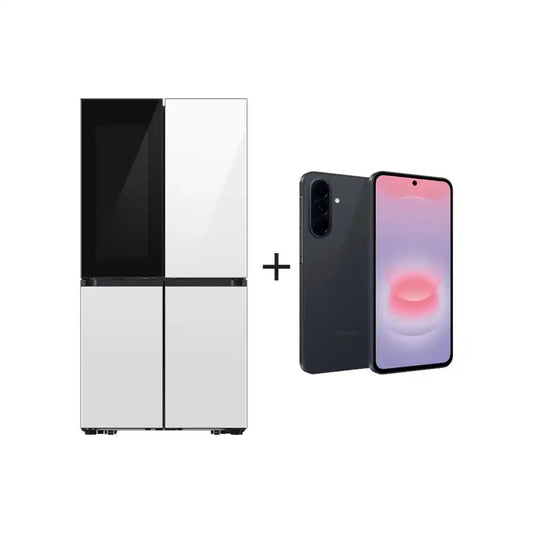 Samsung Bespoke 704L French Door Refrigerator With Customisable Design & Seethru Door - White + Free Gift